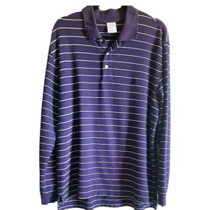 Brooks Brothers Polo Mens L Purple Striped Polo  Long Sleeve Collared Preppy